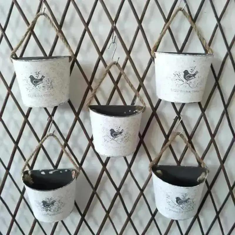 Nouveau Vase à Fleurs Suspendu au Mur Pot Panier Fournitures de Jardin Rustiques Décoration de la Maison Accessoires pour Plantes Murale Intérieure