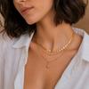 Fashion Luxury Stainless Steel Sequined Round Bead Chain Octagonal Star Zircon Pendant Double-layer Necklace for Women Jewelry