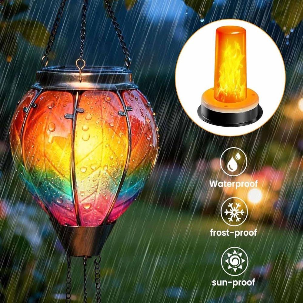 Torche Lumière Flamme Réaliste Flamme Vacillante Capteur Marche/Arrêt Automatique Lumières Lanternes Solaires Supérieures Chargement Automatique par Énergie Solaire