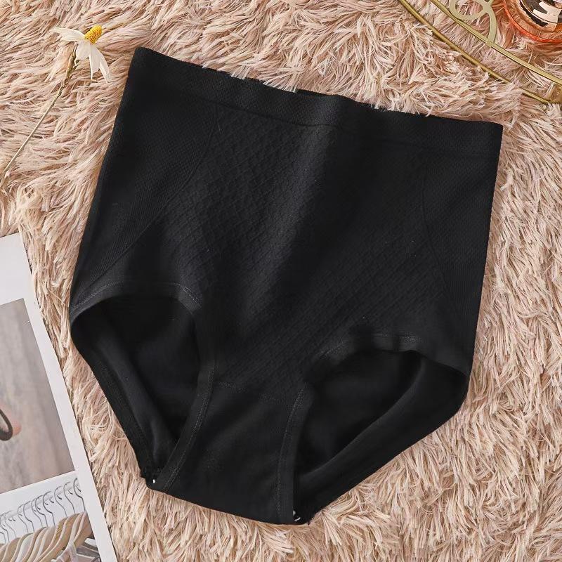 

Женское нижнее белье с высокой талией и бесшовной моделирующей вставкой - Дышащее и мягкое нижнее белье с приподнятыми ягодицами, Комфортное нижнее белье one size чёрный