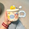 High-value Ceramic Cup with Lid and Spoon, Cute Water Cup, Female Mug, Home Office Coffee, Breakfast Cup