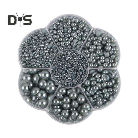 5600 Pcs Half Round Faux Pearls Flat Back Beads Bulk with Storage Box Assorted Sizes Fake Pearl Beads for Crafting DIY Nail Art Phone Decoration