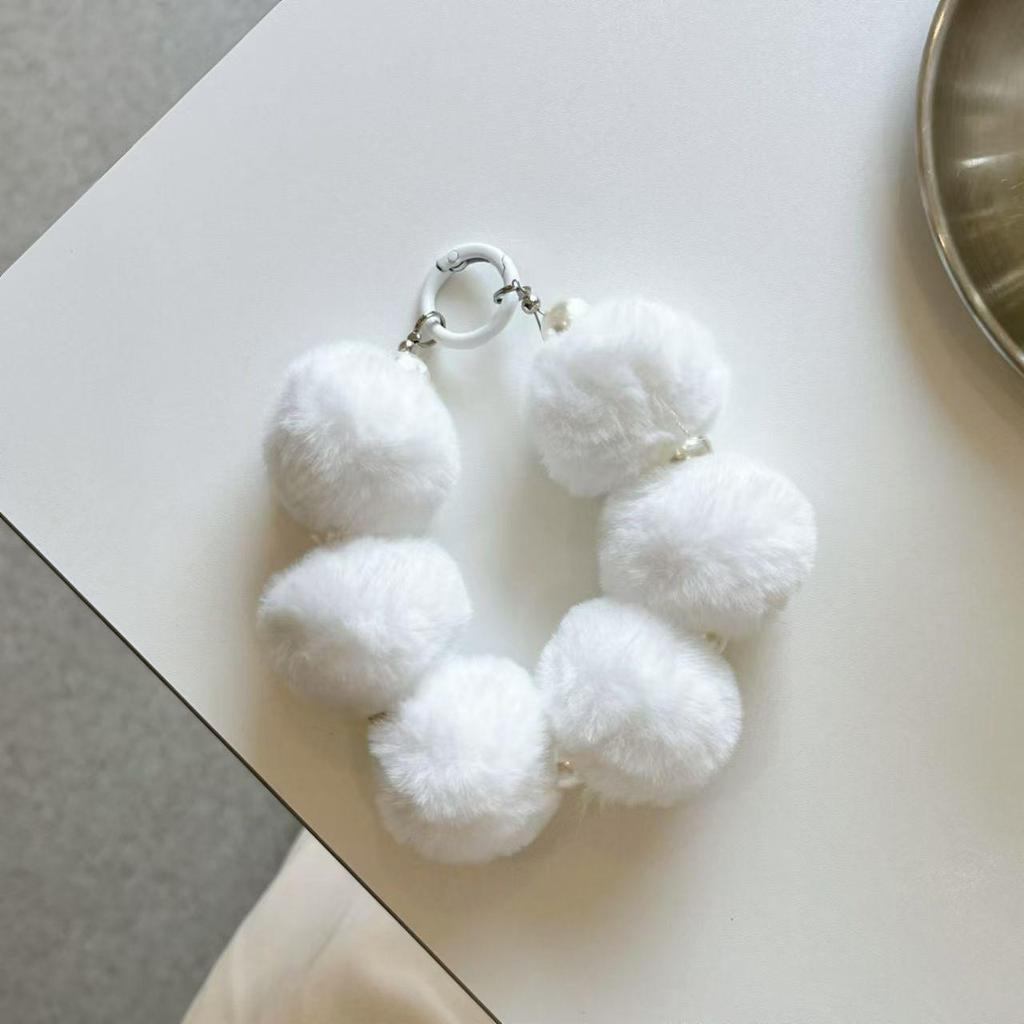 Plush Pompon Mobile Phone Charm & Bracelet Chain for Autumn/Winter