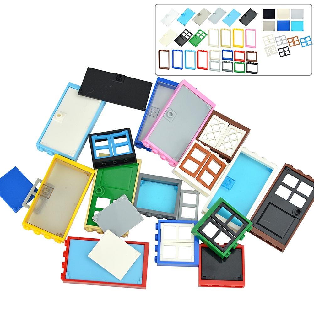 MOC Bricks Door Frame Glass Window 1x4x3 60594 60608 DIY Architecture House Building Blocks Toys Kids Educational Plastic Bricks