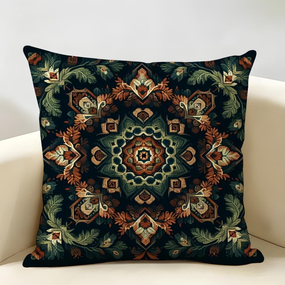 Bohemian Check Pattern Cushion Cover Natural Linen Organic Fabric DoubleSided Printing Room Sofa Decor Pillow Case