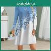 Lässiges Damenkleid Herbst Twill Rosenprint Kleider Für Damen Rundhalsausschnitt Kurzarmkleid Große Größen