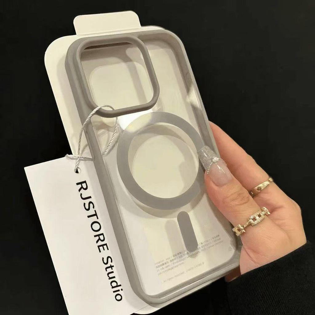 Compatible with iPhone 14 Pro, This MagSafe Magnetic Hard Shell Case Offers Transparent Wireless Charging and Protection for Your Apple Device.