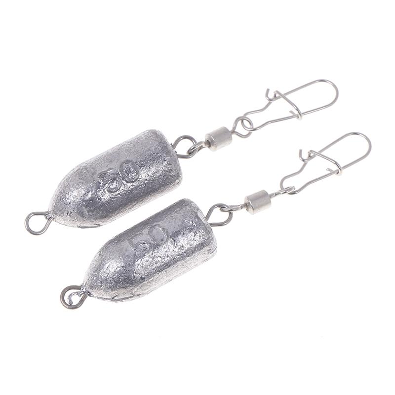 2Pcs Fishing Sinkers Weights Bullet Sinker Rolling Swivel With Interlock Snap Connector 10/15/20/25/30/40/50/60G Fishing Tackle