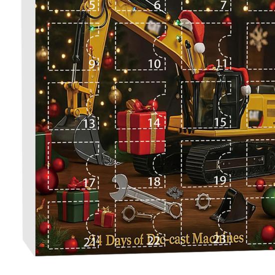 Rypadlo Adventní kalendář 2026 24 dní rypadlových vozidel Vzdělávání Zábava Vánoční přívěsek Sváteční odpočítávací dárek