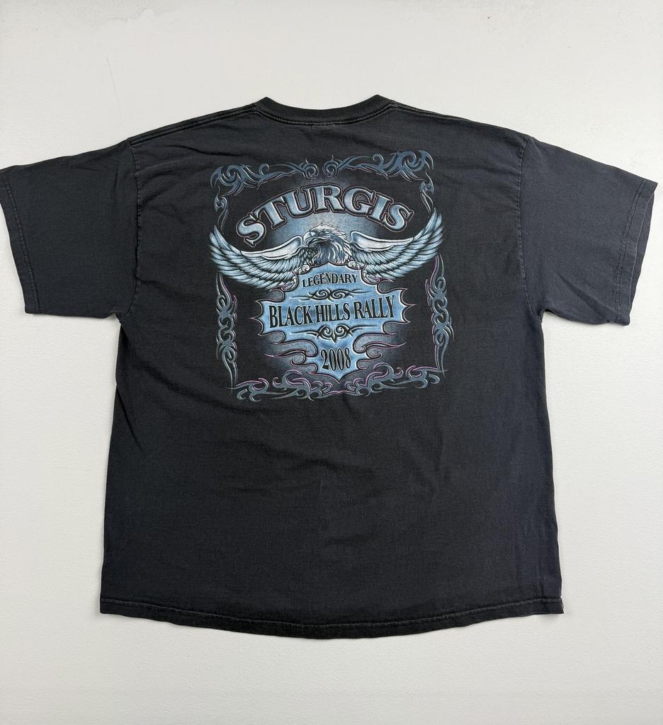 Delta Shirt Mens 2XL Black Sturgis Black Hills Rally 2008 Graphic Biker Tee Unisex T-Shirt