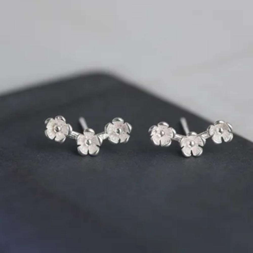 Silver Plated Korean Style Stud Earrings for Women Creative Ear Hole Design Allergy Free Fine Jewelry Accessories