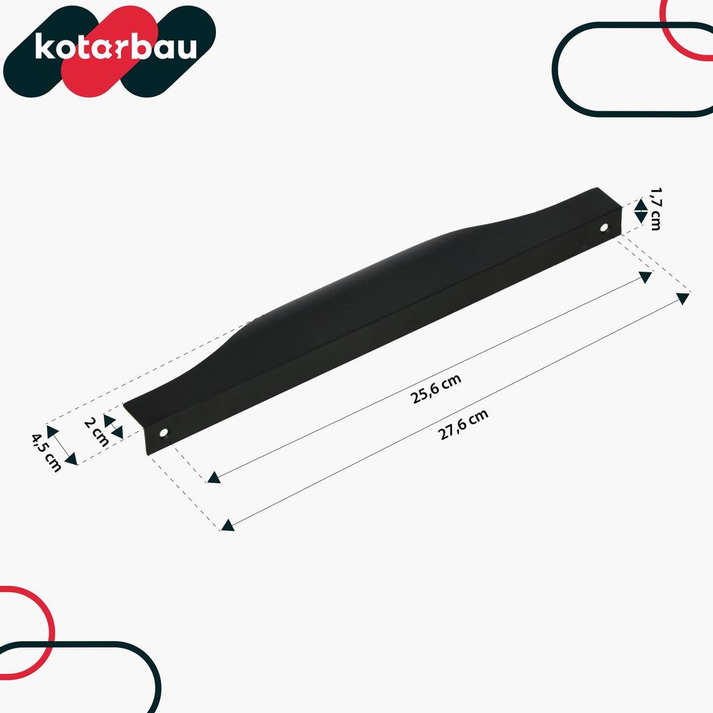 Kotarbau® Modern Edge Furniture Handle Aluminum Matte Black 256 / 276 Mm Set Of 6