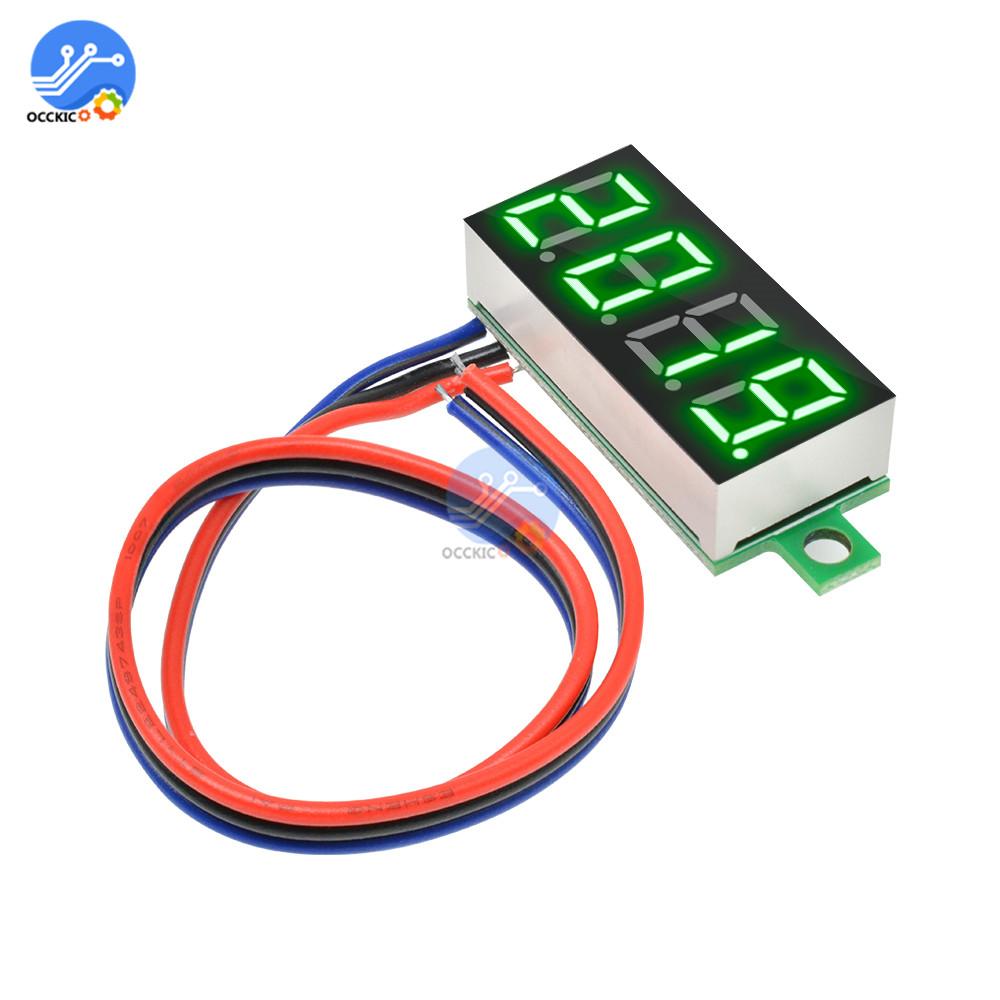 DC0-100V 0.36" Voltmeter 4 Digit Display High Accuracy Car Voltage Tester 3 Wire Red Green Blue LED 12V 48V 60V Battery Detector