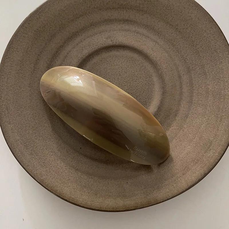 Acetic Acid Hair Clip Spring Clip for Girls Large Hairpin Headwear Glossy Elliptical Arc Hairpin Hair Accessories