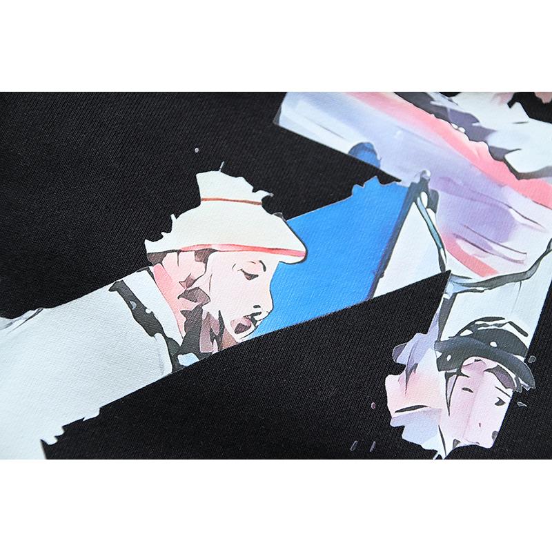 1086 Off-White 2025 Autumn and Winter New OW Monet Oil Painting Arrow Print Men's and Women's Round Neck Hoodie