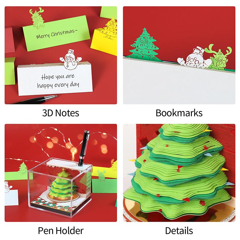 Time Piece Calendar 2026 Desk Calendar With Led Light 3D Tear-Away Calendar Paper Carving Art Memo Pad Notepad Gift Christmas