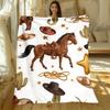 Western Cowboy Horse Star Cactus Pattern Blanket Rustic Decor Country Style Throw Blanket Soft Fleece Blanket Living Room Gift