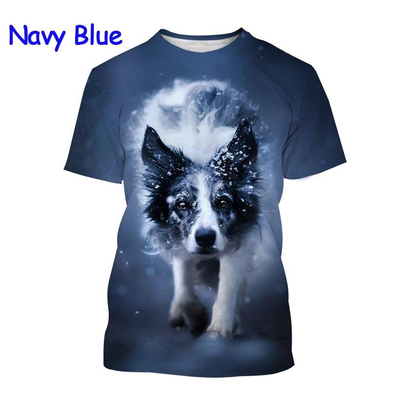New Popular Border Collie 3D Printed T-shirt Fashion Cute Dog Unisex Animal Round Neck Casual Short Sleeve