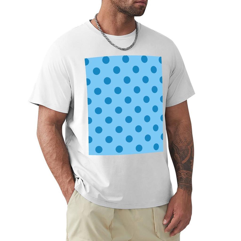 Extra Large Ocean Blue and Sky Blue Polka Dot Pattern TShirt T Shirt Unisex  Cotton Luxury Brand TShirt