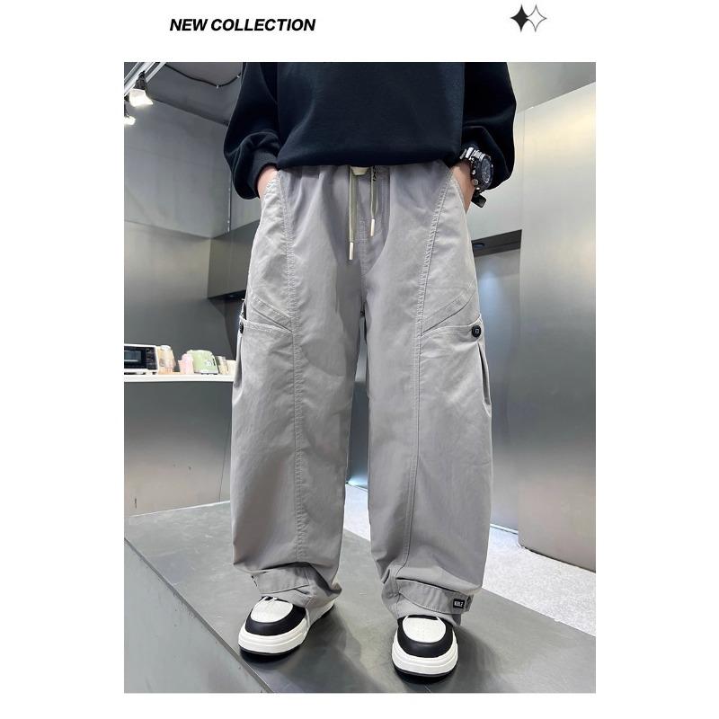 Boys Big Kids Casual Straight Wide Leg Cargo Long Pants