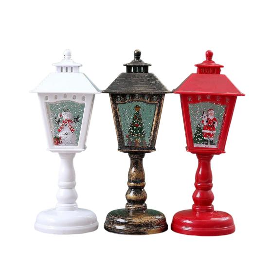 Christmas Snow Globe Stearinlys Lampe Batteridrevet nifsende spinnende vann Glitrende snømann Juletre Nattlys