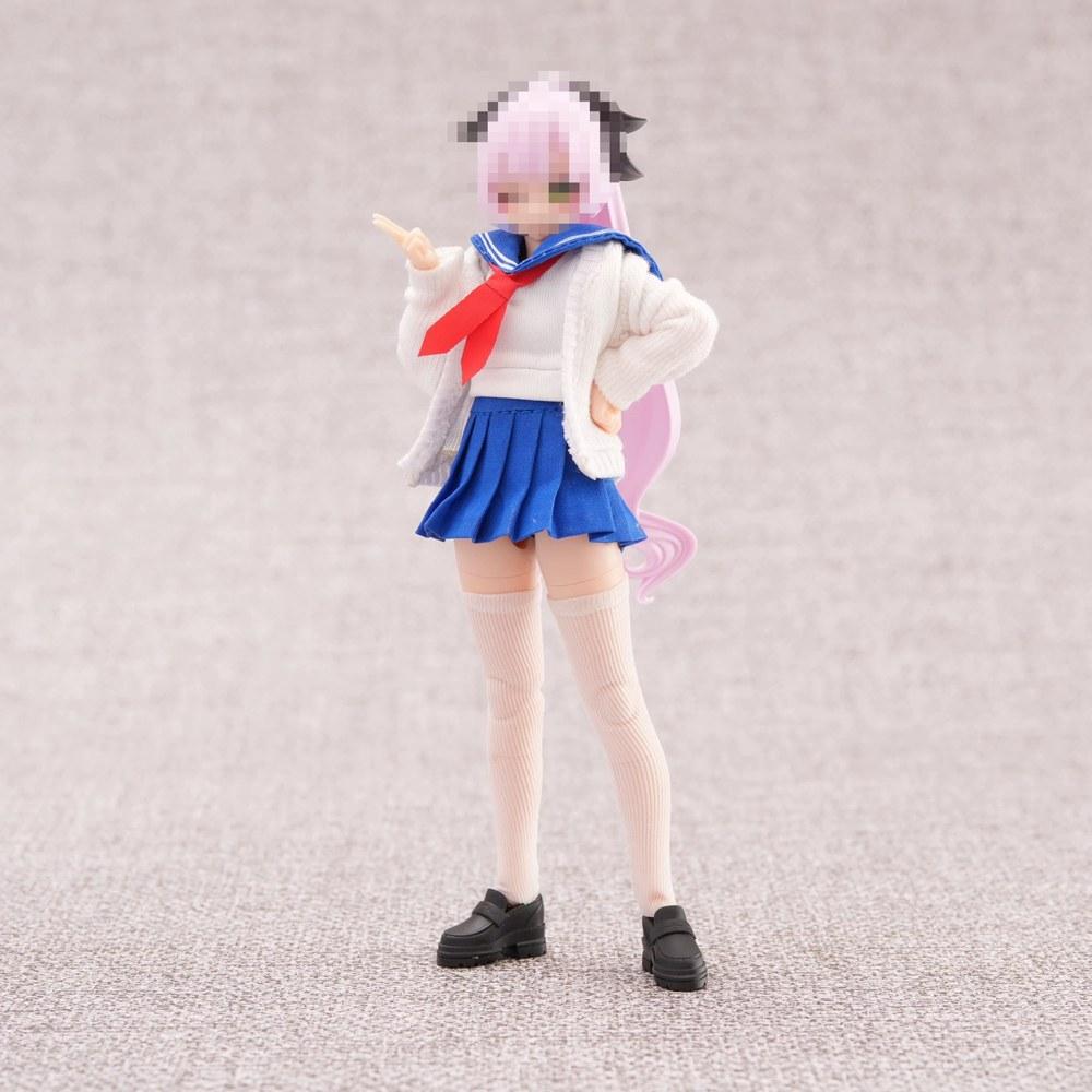 HAMRETHYPPZ 1/12 Scale Casual Clothing Set for Male and Female Blue Includes Cute JK Pleated Skirt Student Suit Dress Up Figures Head and Body Not