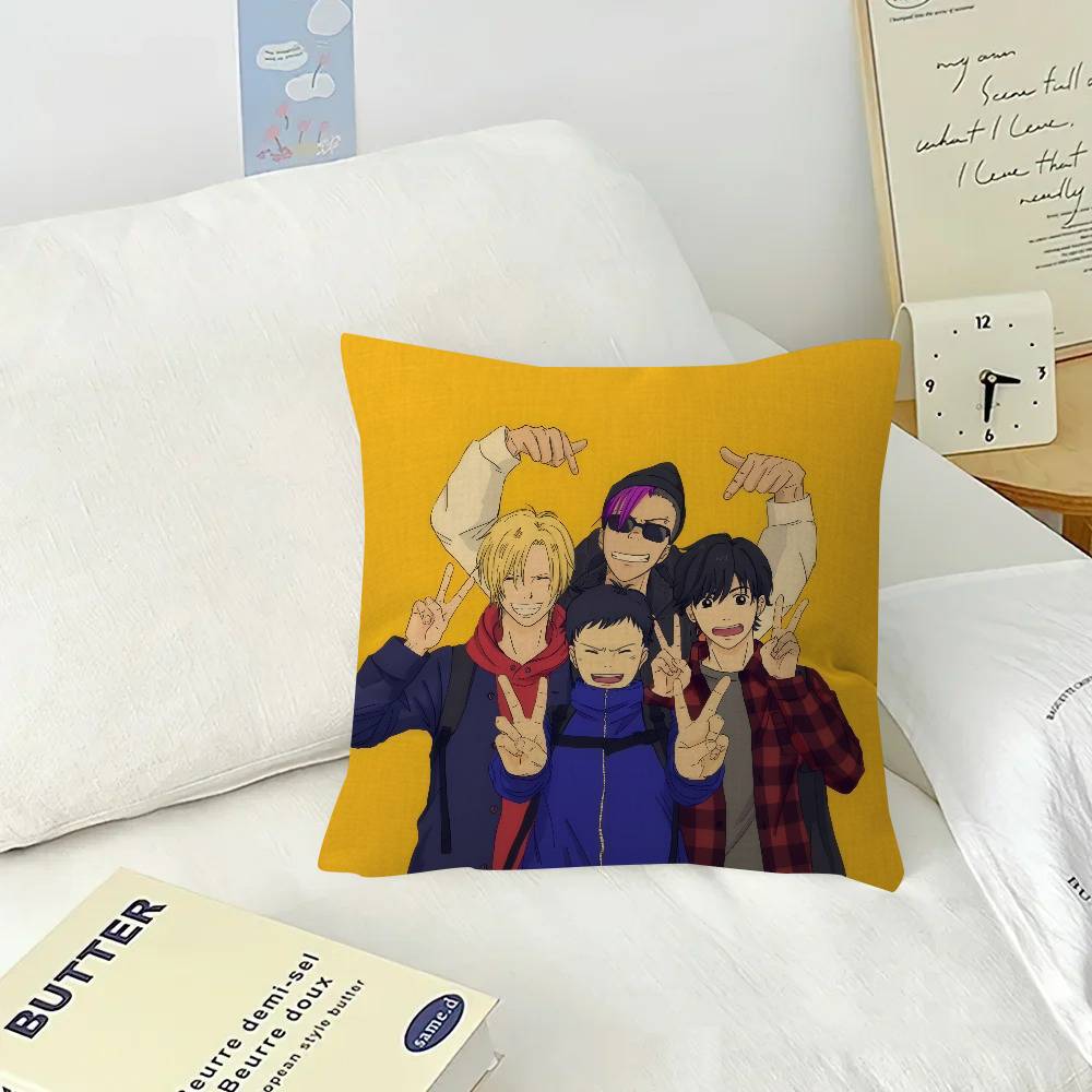 Crime anime BANANA FISH   Office Cushion Pillowcase Car Cushion Cover45X45CM Lumbar Pillowcase Sofa Pillowcover
