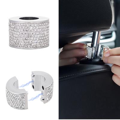 1pcs Sparkling Crystal Car Headrest Covers Elegant Rhinestone Decor for Car Seats, Universal Car Interior Accessory