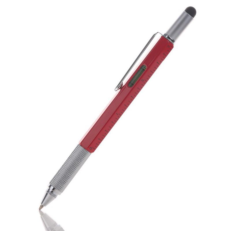 7 In 1 Multifunctional Pen Touch Screen Stylus Capacitive Pen With Screwdriver Ruler Levelgauge Refillable Ballpoint Pencil Tool