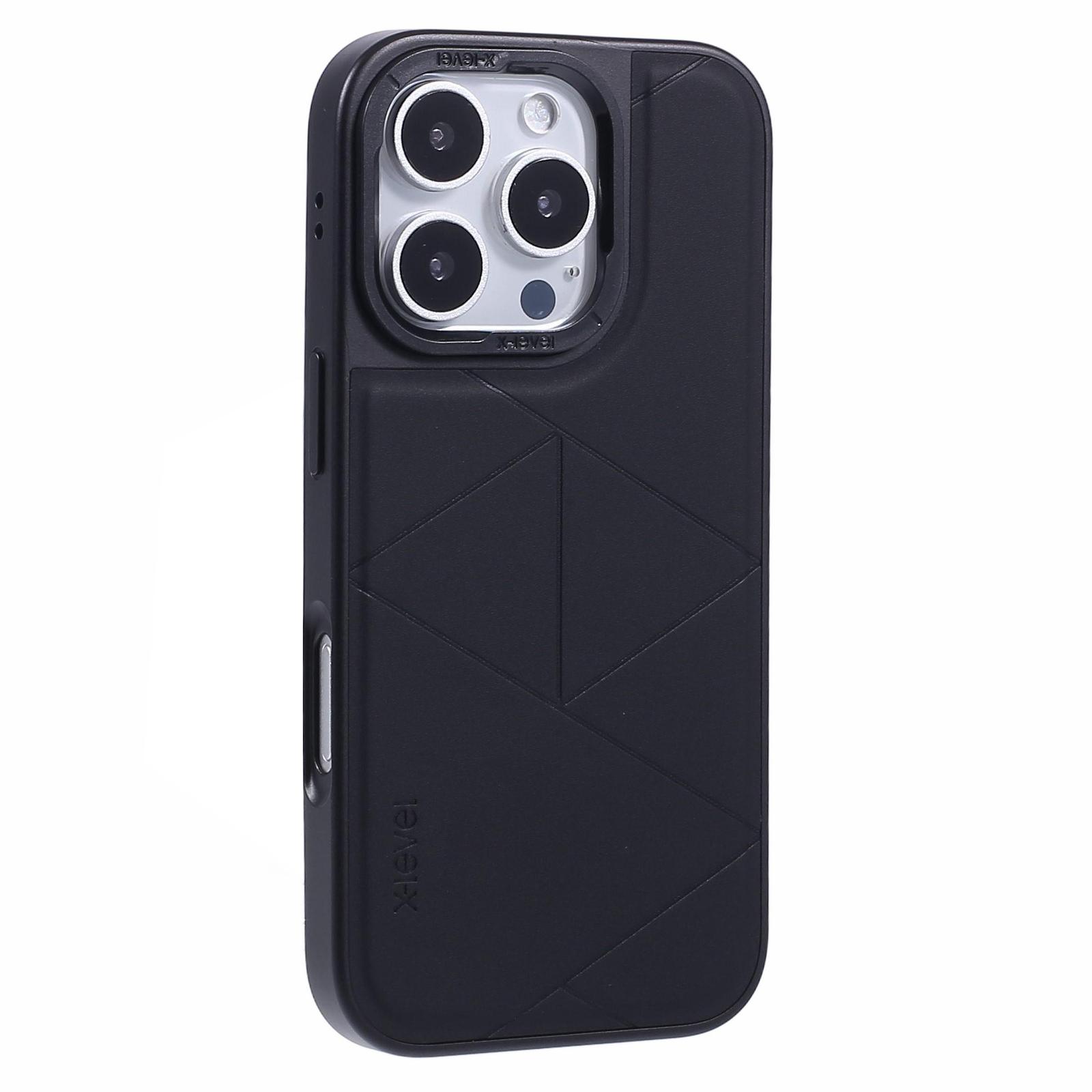 X-LEVEL For iPhone 16 Pro Case Geometric PC+TPU+Leather Anti-Scratch Phone Cover C