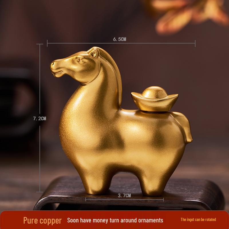 Brass Horse Zodiac Figurine: Office Decompression & Birthday Gift Decor.