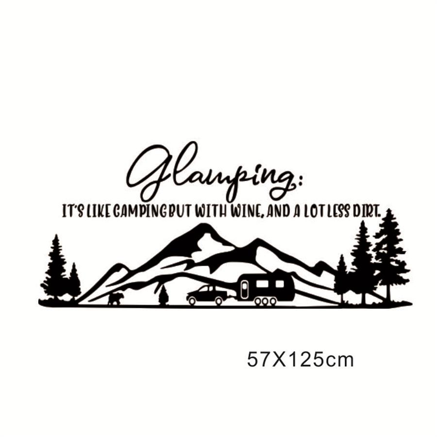125x57cm Black Vinyl Glamping Rv Decal Motorhome Motor Home Decal Sticker Trim