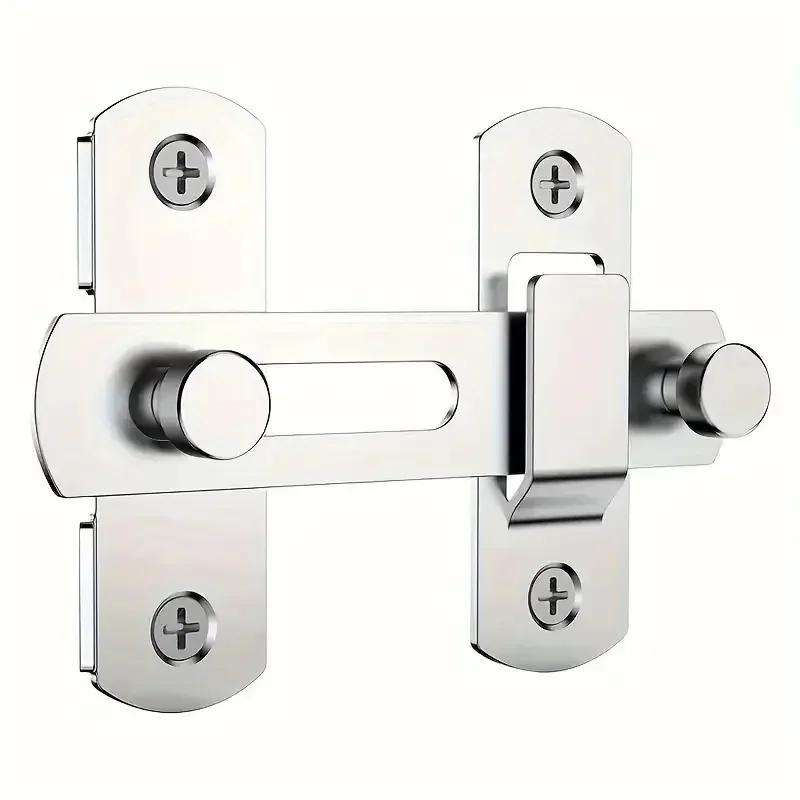 1Pcs Stainless Steel Sliding Barn Door Lock Hardware Gate Latch, Window Closet, Matte Black Silver Tone