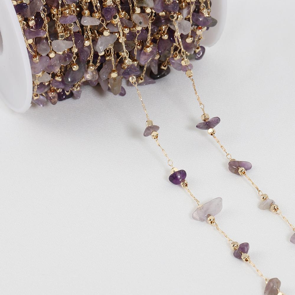 0.5M 1M Colorful Irregular Stone Necklace Chain Imitatied Pearl Copper Chains for DIY Holiday Necklace Jewelry Making Wholesale