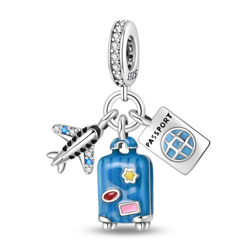 Charms Fit Pan S925 Silver American Style USA Eagle Independence Day Camera Passport Beads Original Bracelets DIY Fine Jewelry