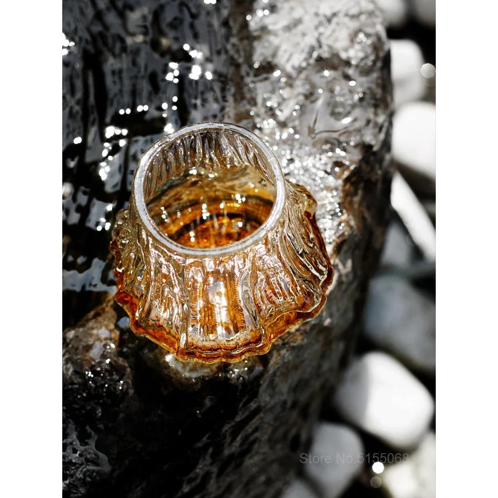 Japan Fuji Mountain Irregular Old Fashioned Whiskey Glass Volcanic Wine Cup Artwork Present Box Whisky Tumbler Brandy Snifter