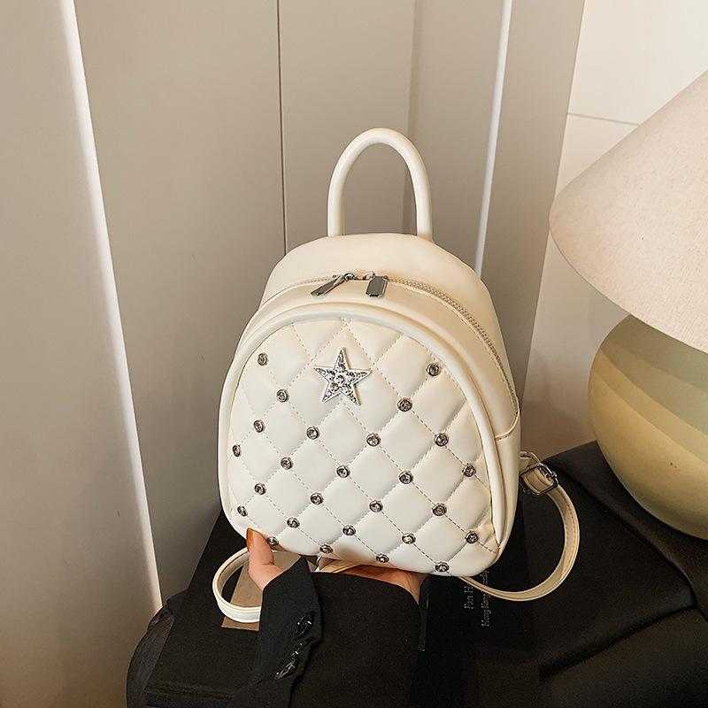 

Женский рюкзак с вышивкой ромбами, новый универсальный рюкзак для поездок на работу, мини-школьный рюкзак белый