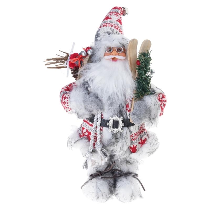 Stylish Plush Santa Claus Figure Elegant Santa Claus Christmas Centerpiece Plush Decoration for Festival Parties 30