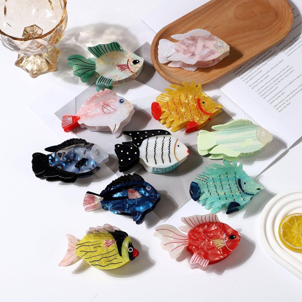 Acetate Fish Hair Claw Jaw Clamp Acetate Shark Clip Cute Fish Hair Clip Daily Styling