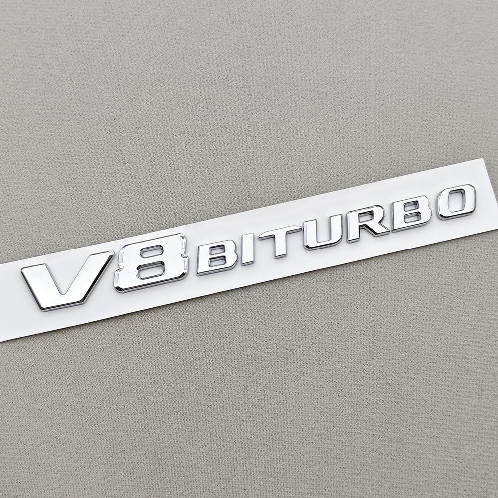 3D ABS Car Sticker V8 BITURBO Logo Emblem Trunk Fender Badge Decal For Mercedes-Benz AMG W218 C63S C63 E63 S63 CLS63 Accessories