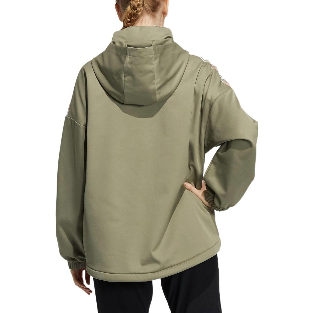 Adidas Sport Performance Embroidered Logo Zip Hoodie Jacket Women Outerwear Green H09762