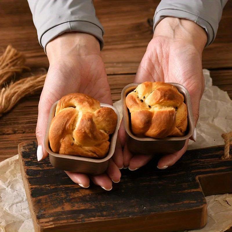 4pcs Square Carbon Steel Cake Mold Non-stick Small Bread Toast Trays Baking Pan Multifunctional Mousse Cup Kitchen Baking Tools