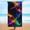 1pc Lightning Beach Towel Soft Microfiber Fabric Bath Towels Unisex Oversized Towel with Vibrant Neon Lightning Bolt Pattern for