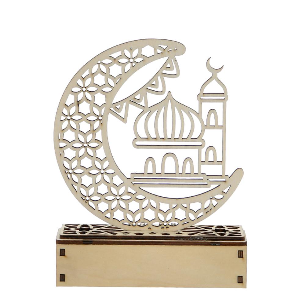 Wooden Islamic Ramadan Eid Moon Cutout Letters With LED Light Decoration Craft