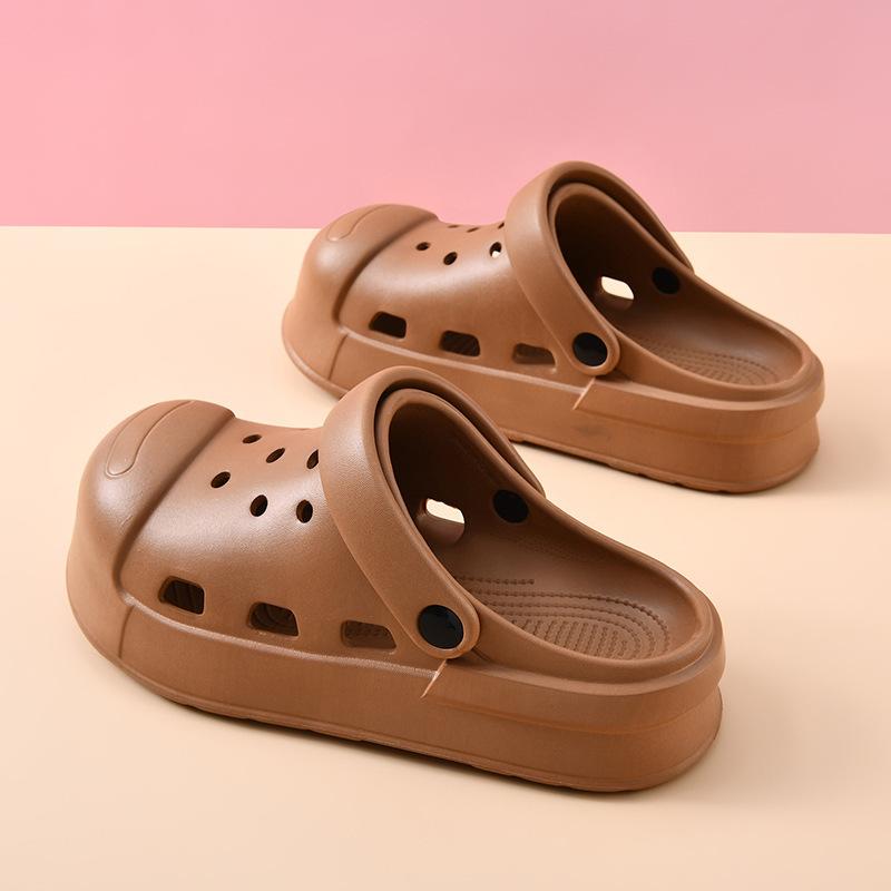 

Женские летние новые уличные полые дышащие туфли-дырки, шлепанцы с толстой подошвой, дезодорирующие, нескользящие, прохладные, мужские 44-45 коричневый