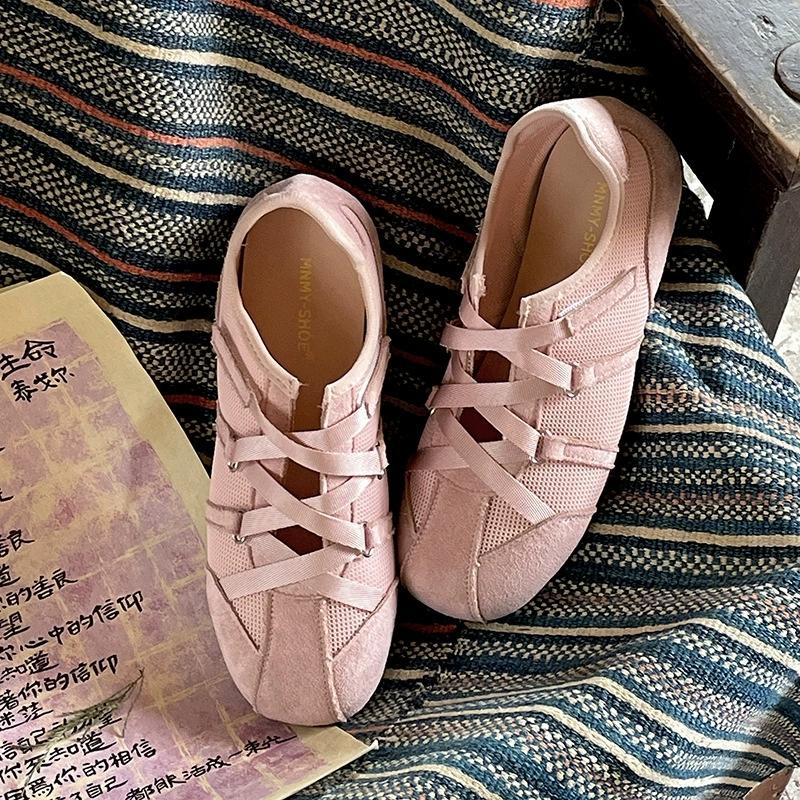 Fashion 2025 New Spring Mary Jane Cross Strap Flats Shoes Women Fashion Elegant Round Toe Ladies Comfort Soft Sole Ballerinas Shoes