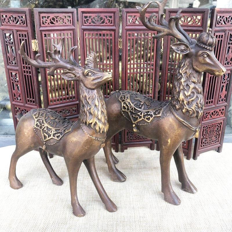 Plum Blossom Copper Deer Ornament All The Way Living Room Home Decoration Metal Craft
