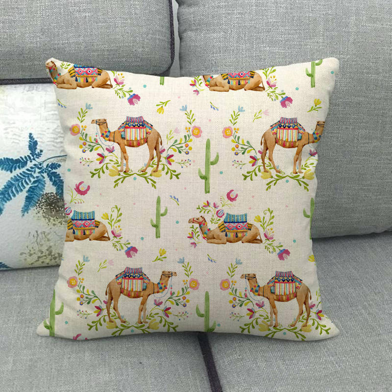 Simple Camel Pattern Collection Digital printing short plush pillow covers for car sofa office cushion cover home goods