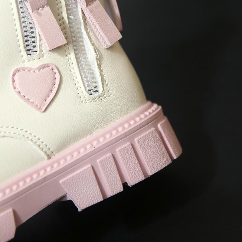 Stivali con Zip Laterale da Bambina Stivali per Bambini Ragazzi Platform Primavera Autunno Casual Stivali da Ragazza
