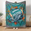 1pc Blanket - Miami Dolphins Logo Print Design,Lightweight Blanket for Sofa,Bed- Soft &Warm,Gift for All Seasons